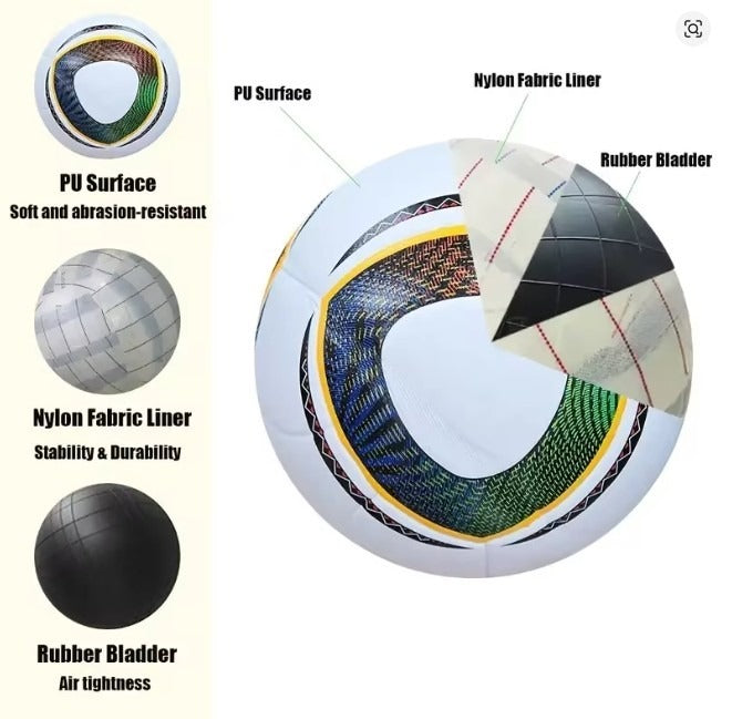 Jabulani Size 5 Soccer Ball – Official FIFA World Cup 2010 Match Ball Replica – Premium Leather, Water Resistant, High-Visibility Design